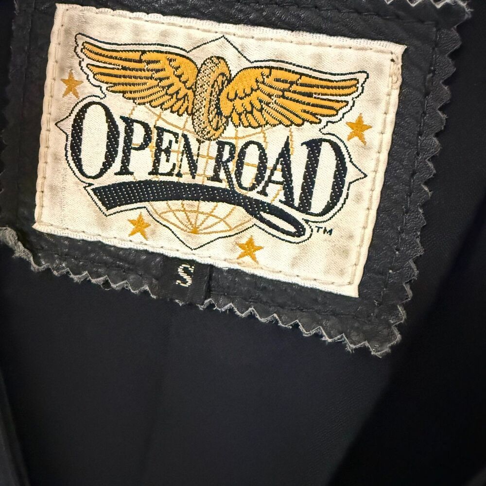 Open Road Womens Black Leather Biker Motorcycle Vest Sz S Western Snap Front